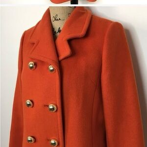 Elegant Orange Double-Breasted Women's Coat